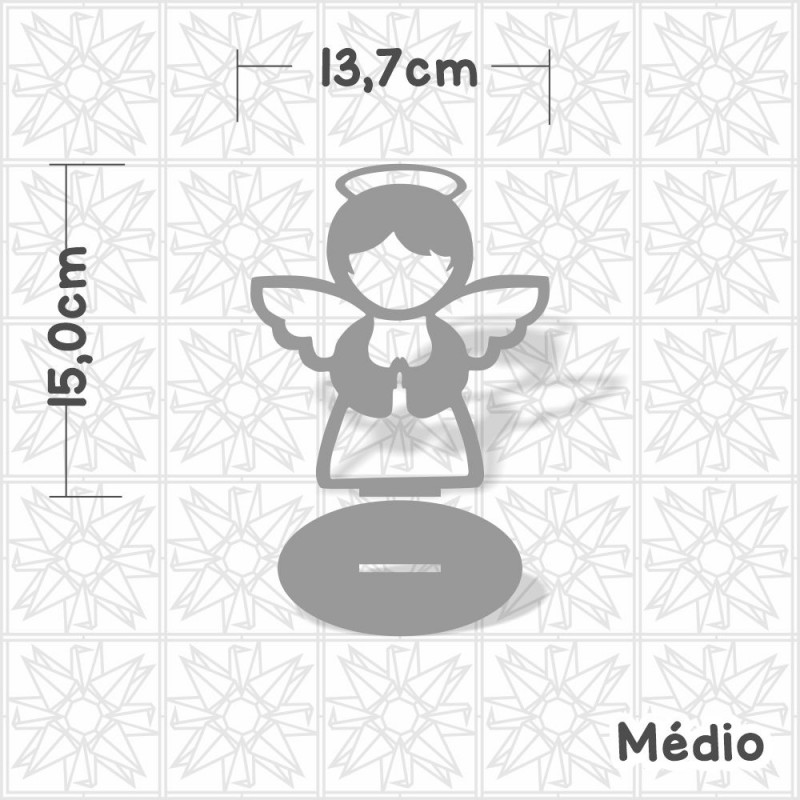 anjo em mdf cru com base para artesanato e lettering
