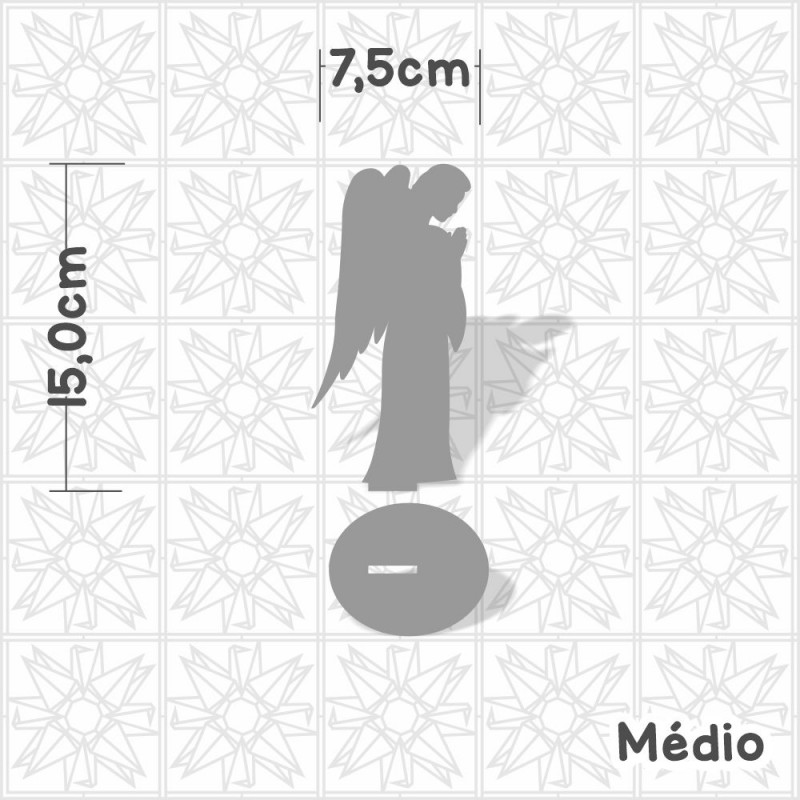 anjo orando em mdf cru com base para artesanato e lettering