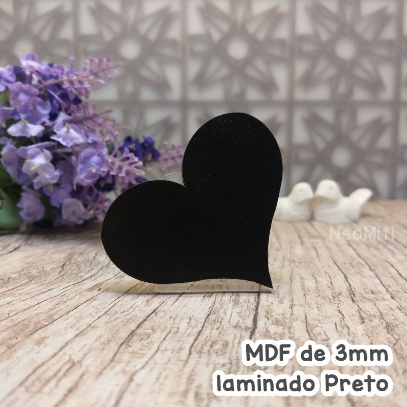 aplique recorte de coração em mdf de 3mm preto rustico para artesanato casamento convite lettering caligrafia