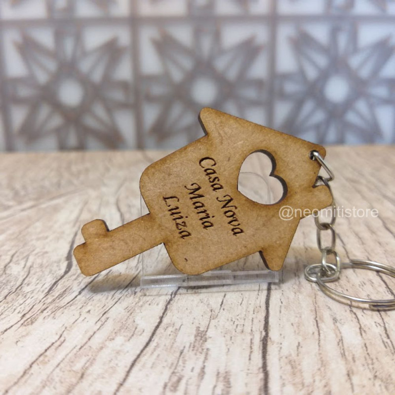 chaveiro casa nova, chá de casa nova, lembrancinha, mimo, mdf cru, rustico, personalizado