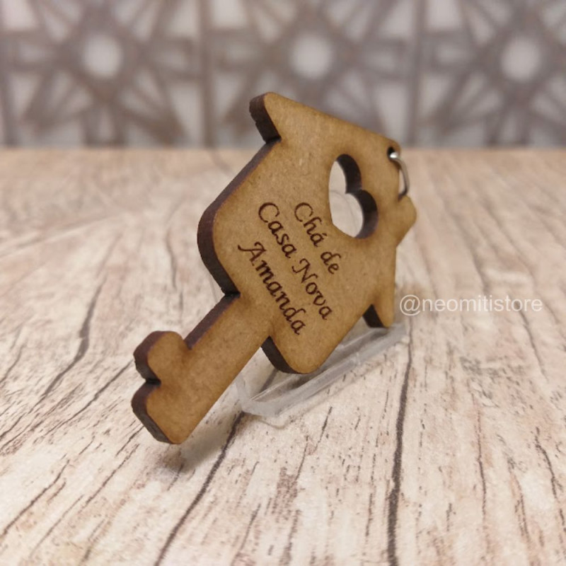 chaveiro casa nova, chá de casa nova, lembrancinha, mimo, mdf cru, rustico, personalizado