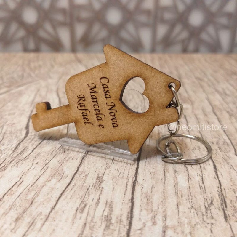 chaveiro casa nova, chá de casa nova, lembrancinha, mimo, mdf cru, rustico, personalizado