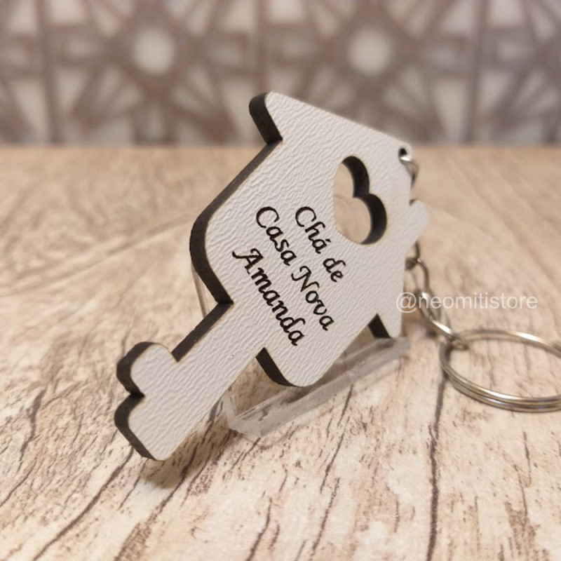 chaveiro casa nova, chá de casa nova, lembrancinha, mimo, mdf cru, rustico, personalizado