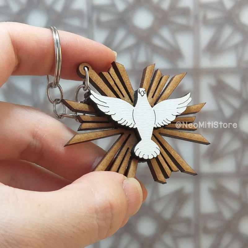 chaveiro espirito santo religioso comunhão batizado lembrancinha casamento mimo corte a laser