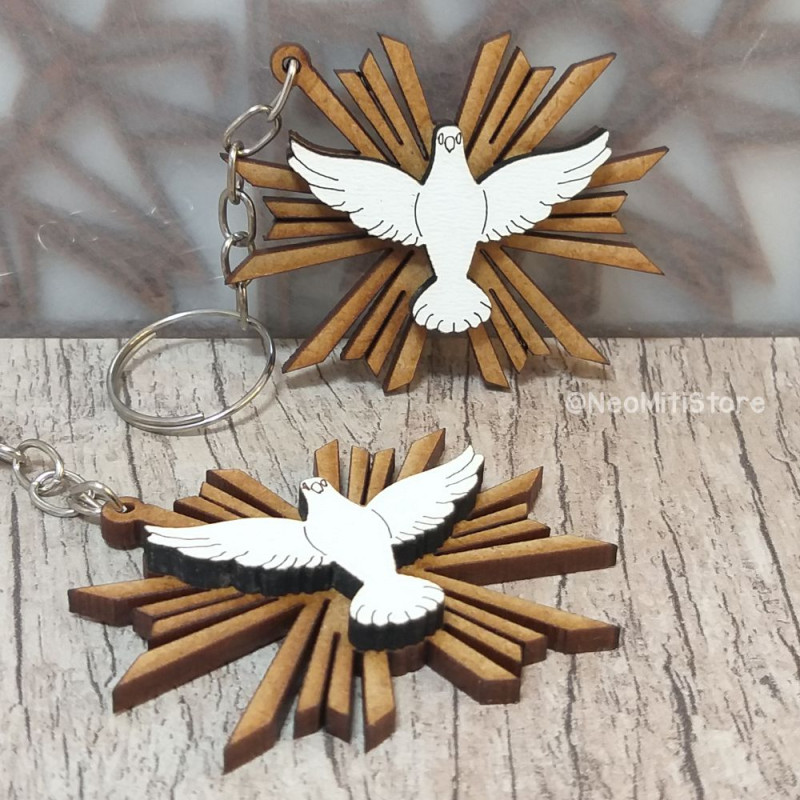 chaveiro espirito santo religioso comunhão batizado lembrancinha casamento mimo corte a laser