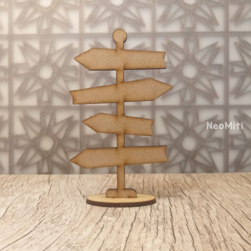 Display de placas indicavas com base em mdf de 3mm cru, rustico para artesanato