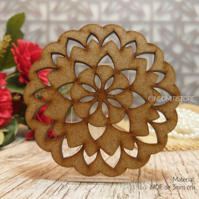 Mandala abstrata floral mdf cru rustico decoração zen artesanato design interiores