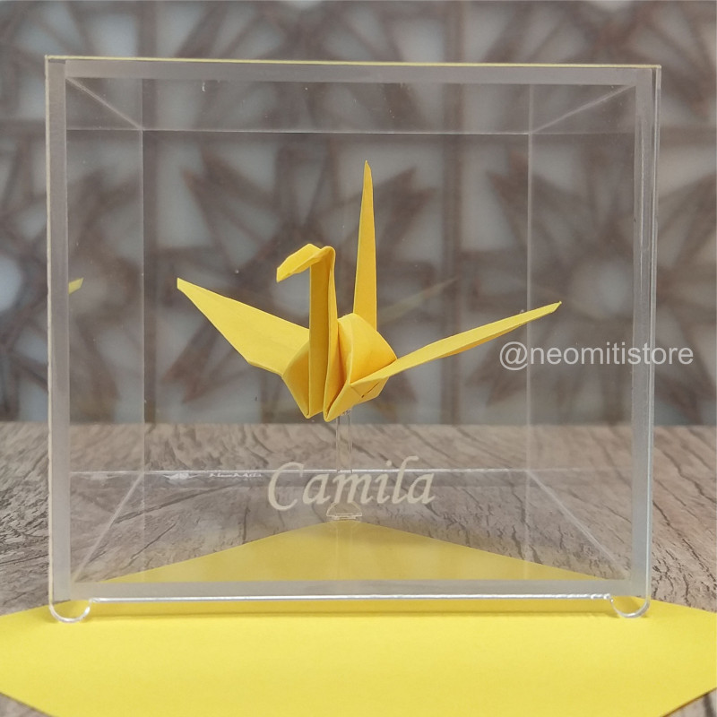 origami tsuru grou dobradura japonesa cultura milenar boa sorte prosperidade longevidade lembrancinha presente em acrilico 
