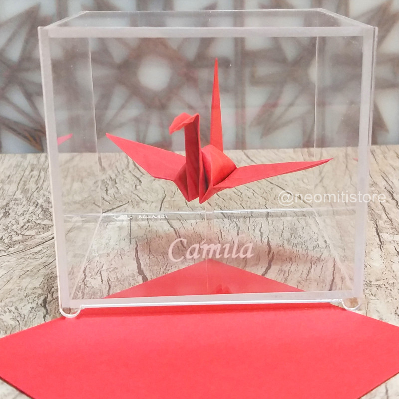 origami tsuru grou dobradura japonesa cultura milenar boa sorte prosperidade longevidade lembrancinha presente em acrilico 
