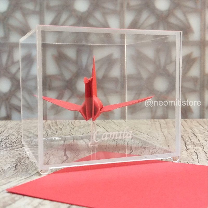 origami tsuru grou dobradura japonesa cultura milenar boa sorte prosperidade longevidade lembrancinha presente em acrilico 