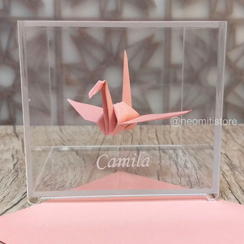 origami tsuru grou dobradura japonesa cultura milenar boa sorte prosperidade longevidade lembrancinha presente em acrilico 