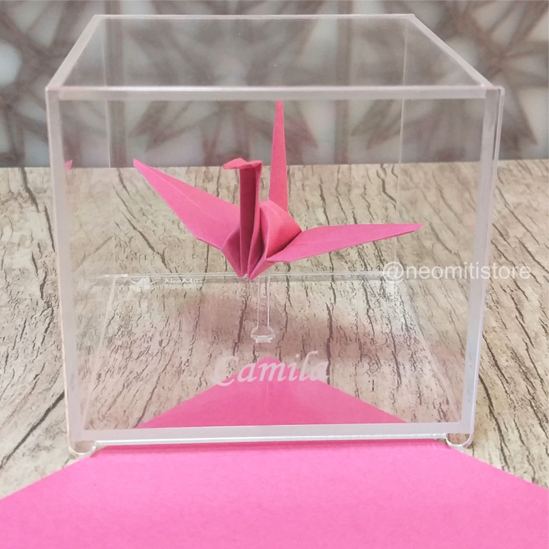 origami tsuru grou dobradura japonesa cultura milenar boa sorte prosperidade longevidade lembrancinha presente em acrilico 