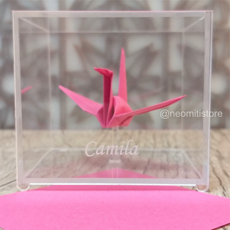 origami tsuru grou dobradura japonesa cultura milenar boa sorte prosperidade longevidade lembrancinha presente em acrilico 