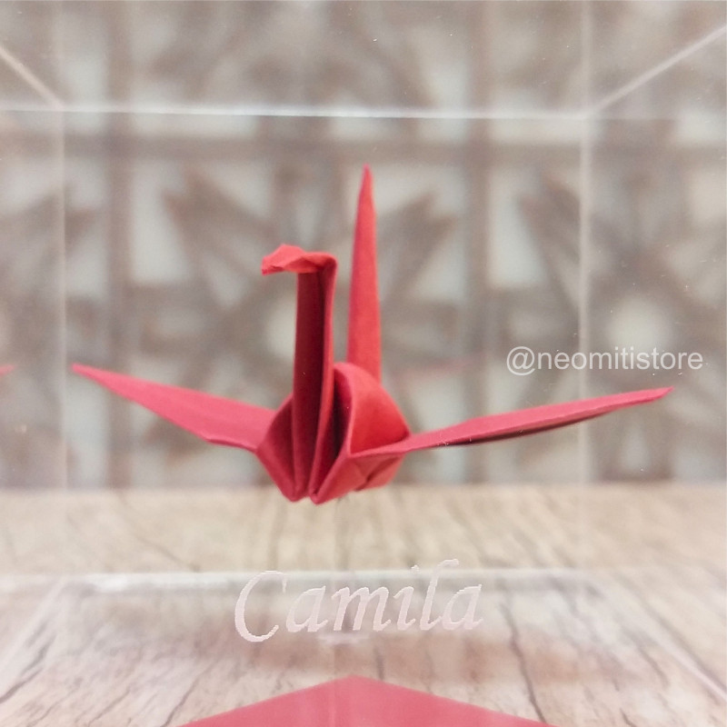 origami tsuru grou dobradura japonesa cultura milenar boa sorte prosperidade longevidade lembrancinha presente em acrilico 