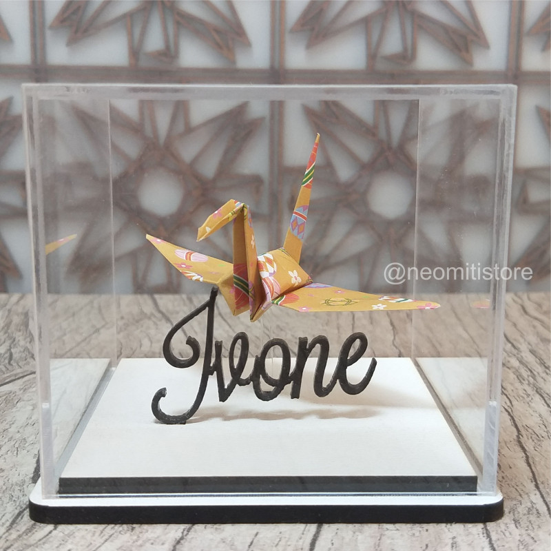 origami tsuru grou dobradura japonesa cultura milenar boa sorte prosperidade longevidade lembrancinha presente em acrilico 