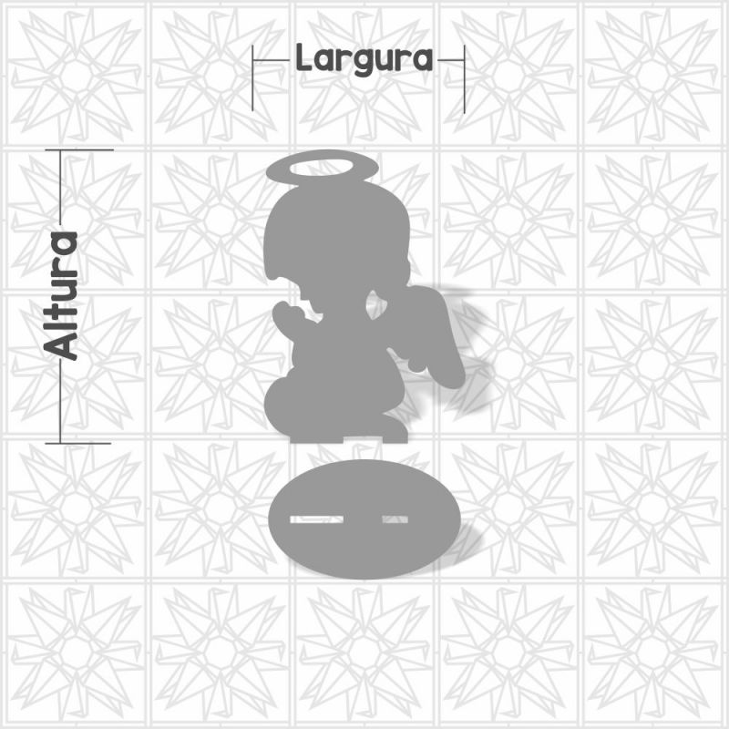 Anjo orando com base em MDF de 3mm cru