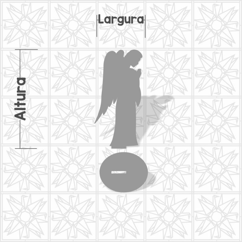 Anjo orando com base em MDF de 3mm cru