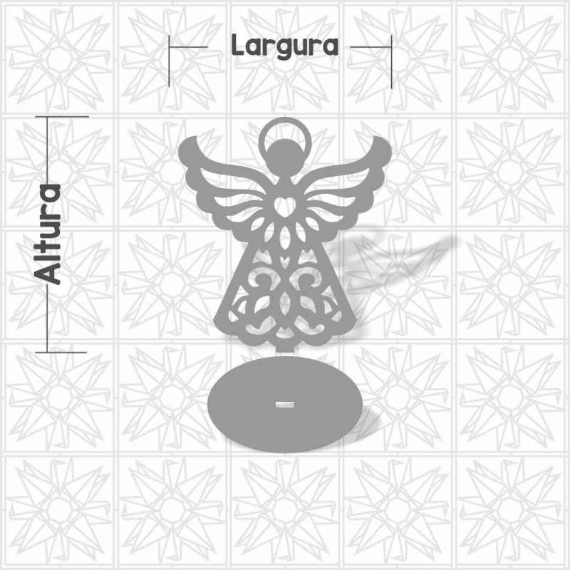 Anjo vazado com base em MDF de 3mm cru