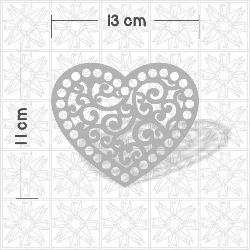 Base de Crochê coração vazado 11 cm x 13 cm