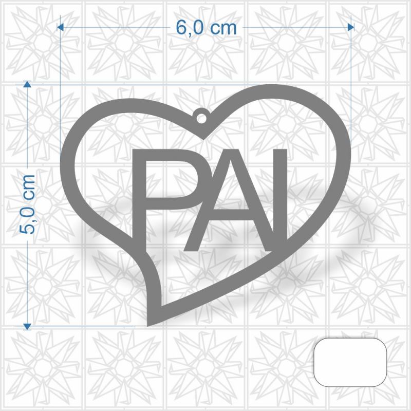 Chaveiro Dia dos Pais Coração em MDF 3 mm c/ uma face branca
