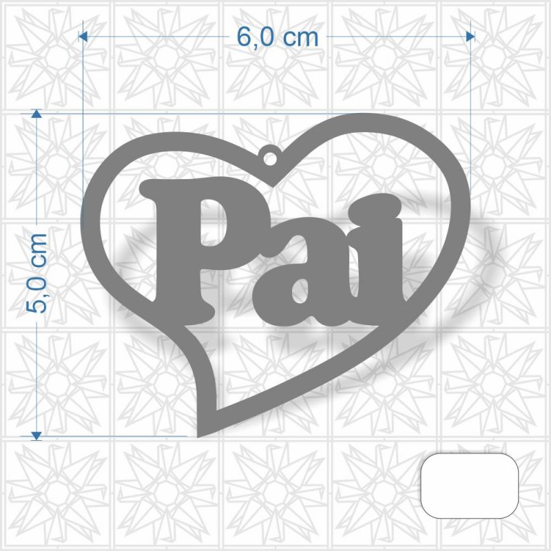 Chaveiro Dia dos Pais Coração em MDF 3 mm c/ uma face branca