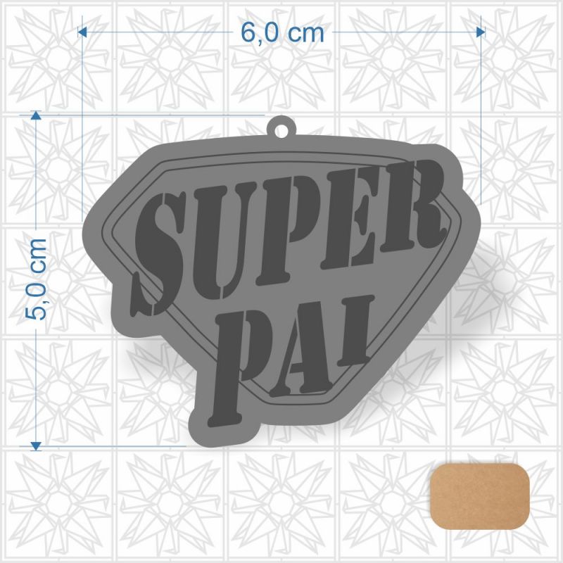 Chaveiro Dia dos Pais Super Pai em MDF 3 mm cru
