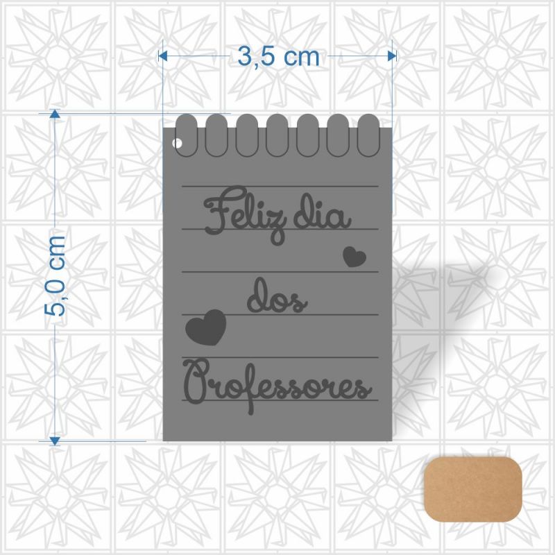 Chaveiro Dia dos Professores Bloquinho em MDF 3 mm cru