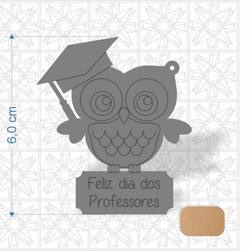 Chaveiro Dia dos Professores Coruja em MDF 3 mm cru