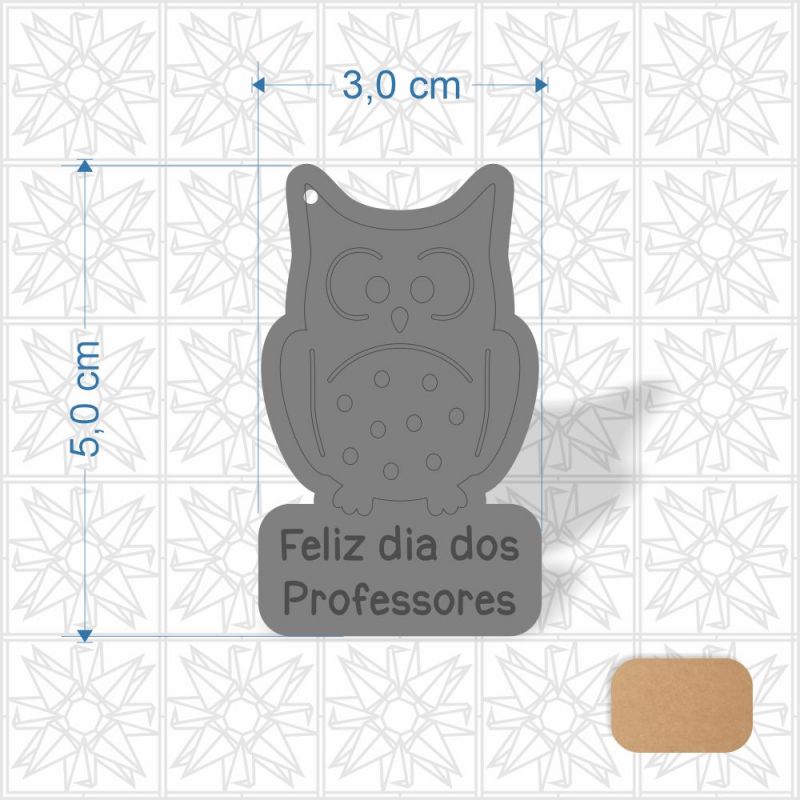 Chaveiro Dia dos Professores Coruja em MDF 3 mm cru