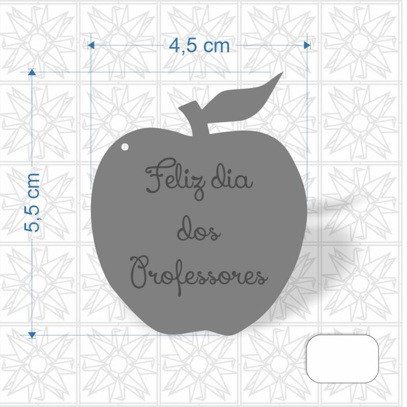 Chaveiro Dia dos Professores maçã em MDF 3 mm c/ uma face branca