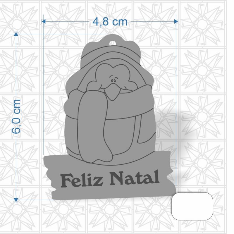 Chaveiro Natal Pinguim em MDF 3 mm c/ uma face branca