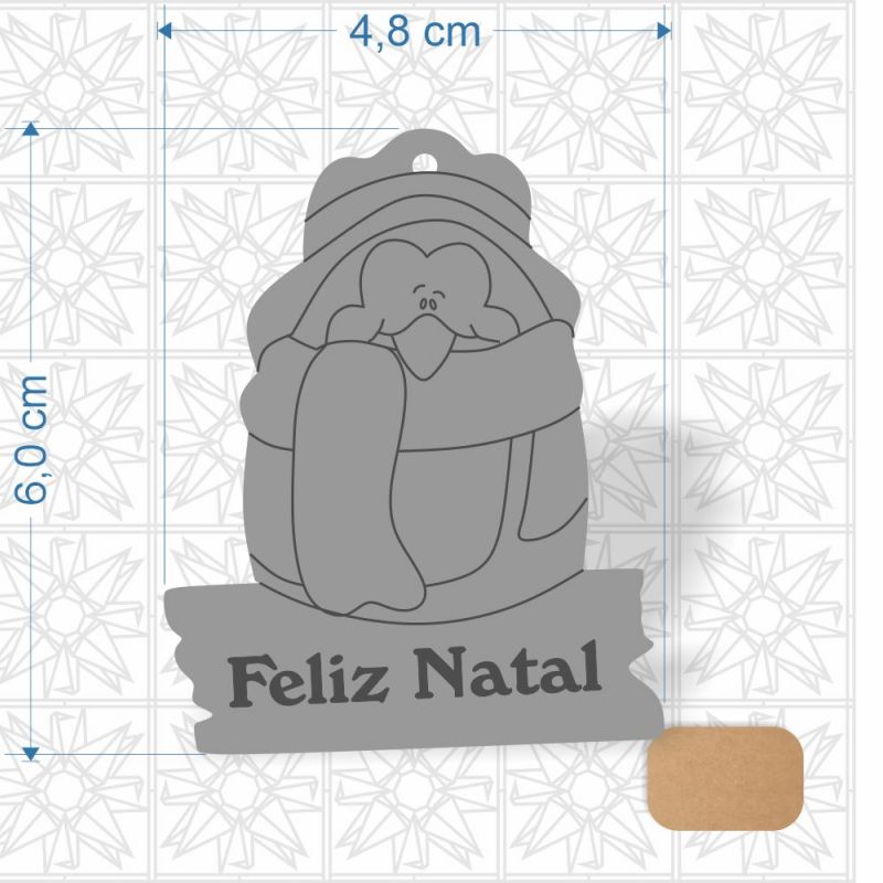 Chaveiro Natal Pinguim em MDF 3 mm cru
