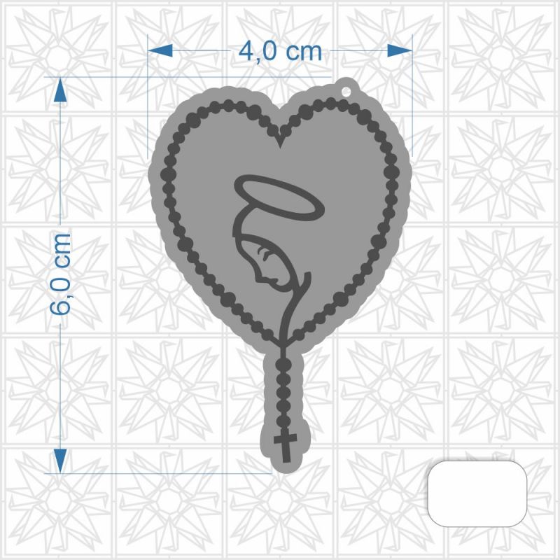 Chaveiro Nossa Senhora Coração em MDF 3 mm c/ uma face branca