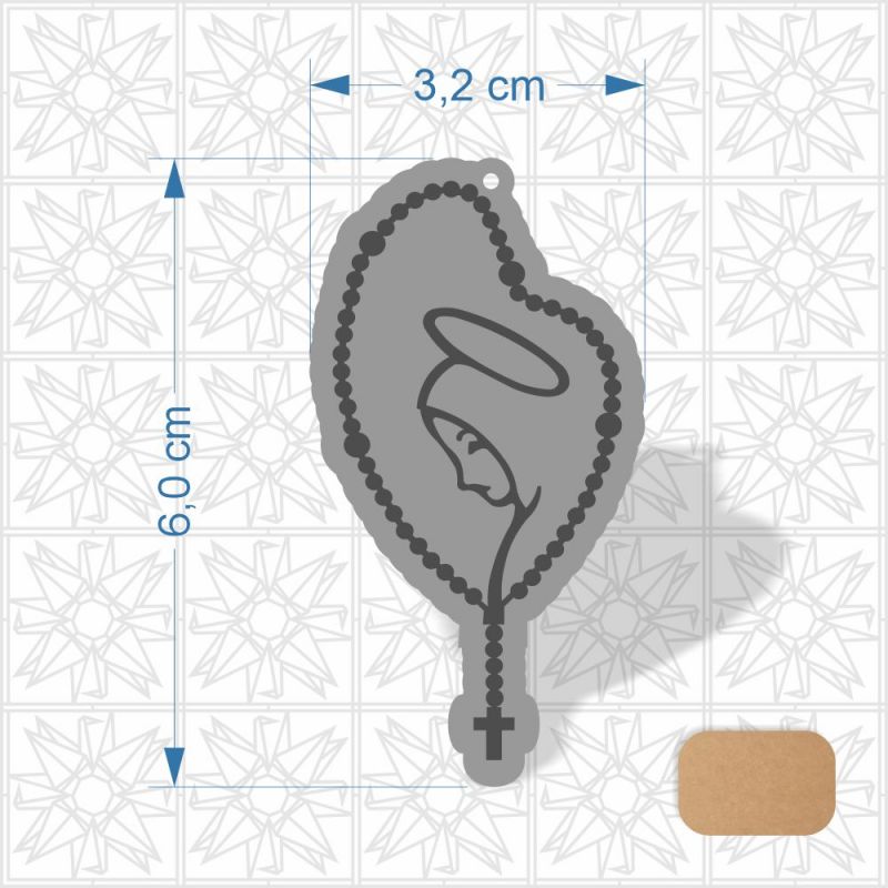 Chaveiro Terço Maria em MDF 3 mm cru