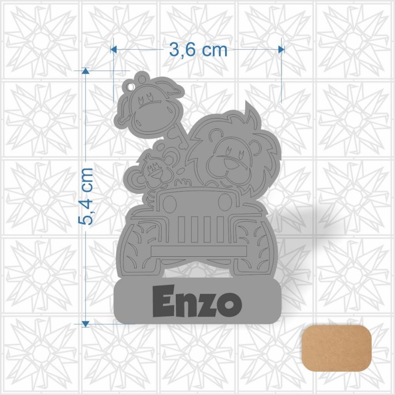 Chaveiro Safari em MDF de 3mm cru