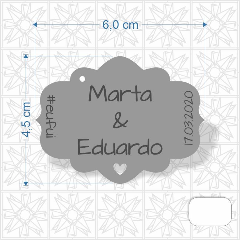 Chaveiro Simples para Casamento em MDF de 3mm 1 face branca