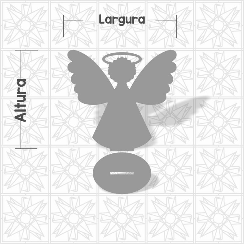 Silhueta Anjo com base em MDF de 3mm cru