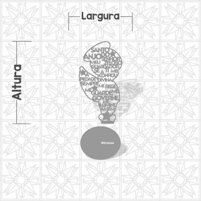 Oração do Santo Anjo com Base em MDF de 3mm cru - Anjo