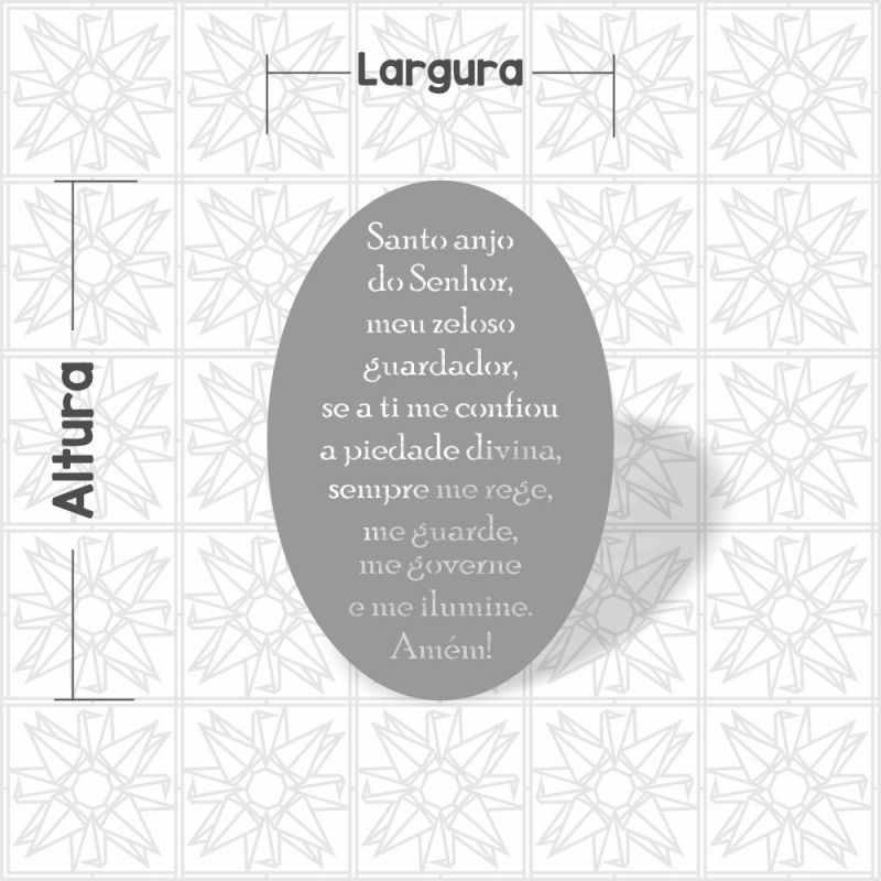 Oração do Santo Anjo na Vertical - Placa oval lisa