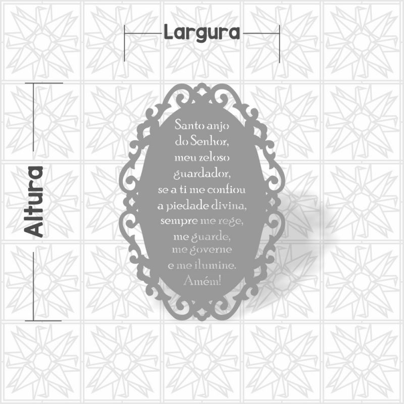 Oração Santo Anjo na Vertical - Placa com arabesco