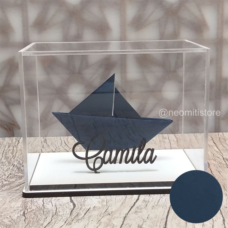 Origami Barco - Azul Marinho