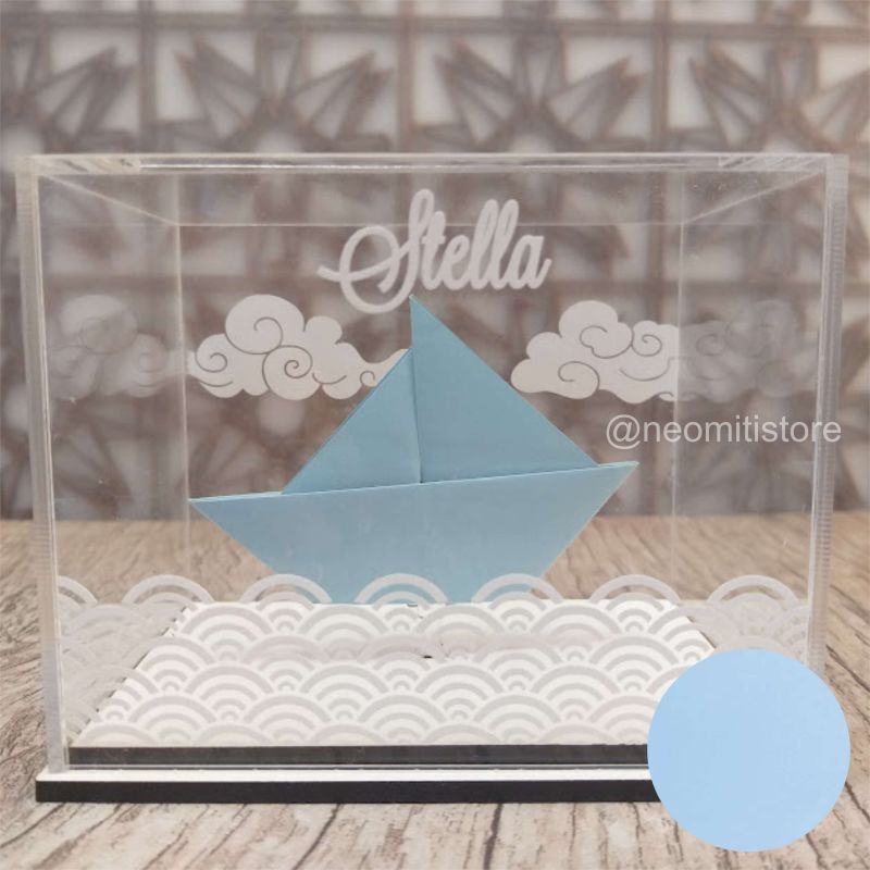 Origami Barco - azul claro