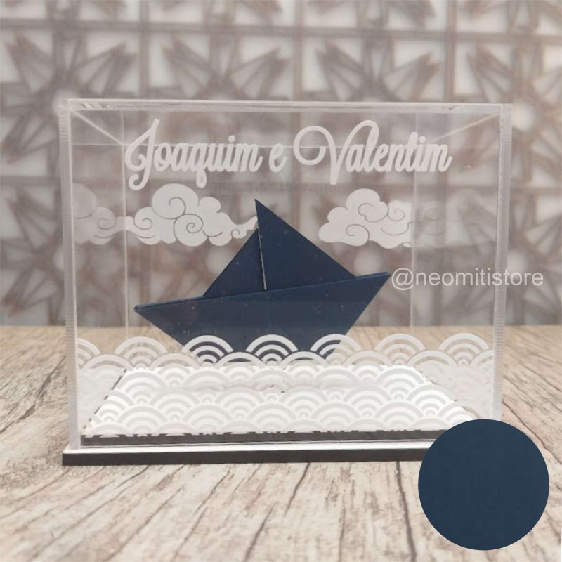Origami Barco - Azul Marinho