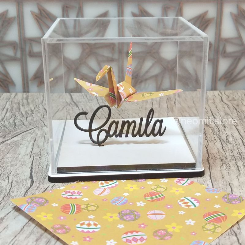 Origami Tsuru - Amarelo estampado