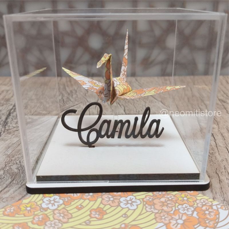 Origami tsuru - floral amarelo e laranja