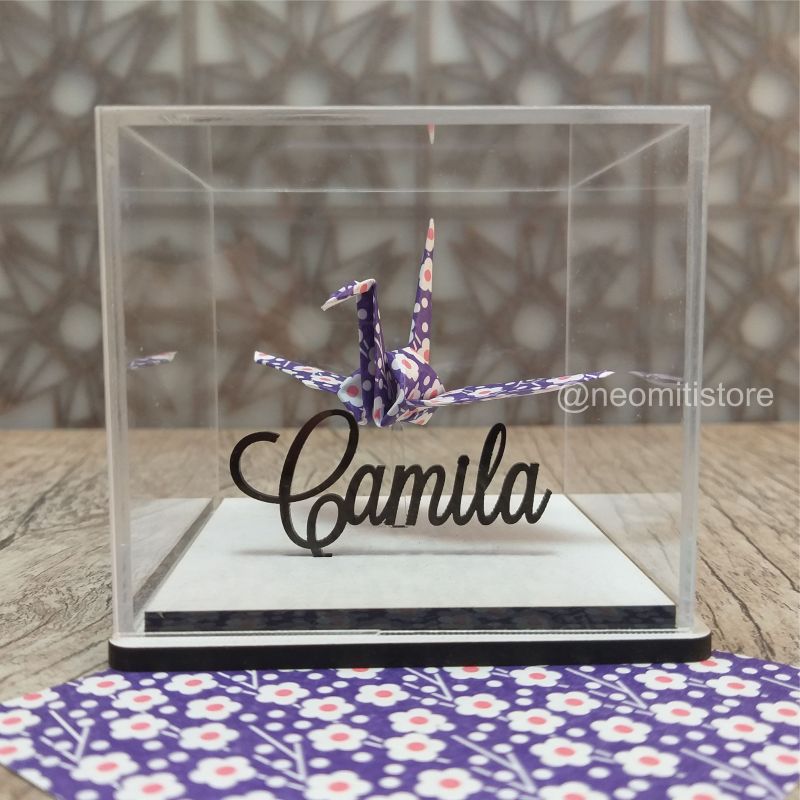 Origami tsuru - floral roxo