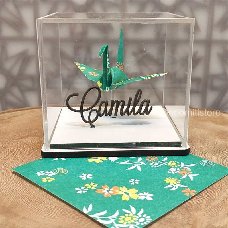 origami Tsuru - Floral Verde