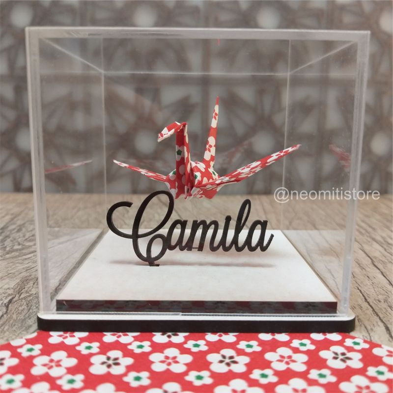 Origami tsuru - Floral vermelho