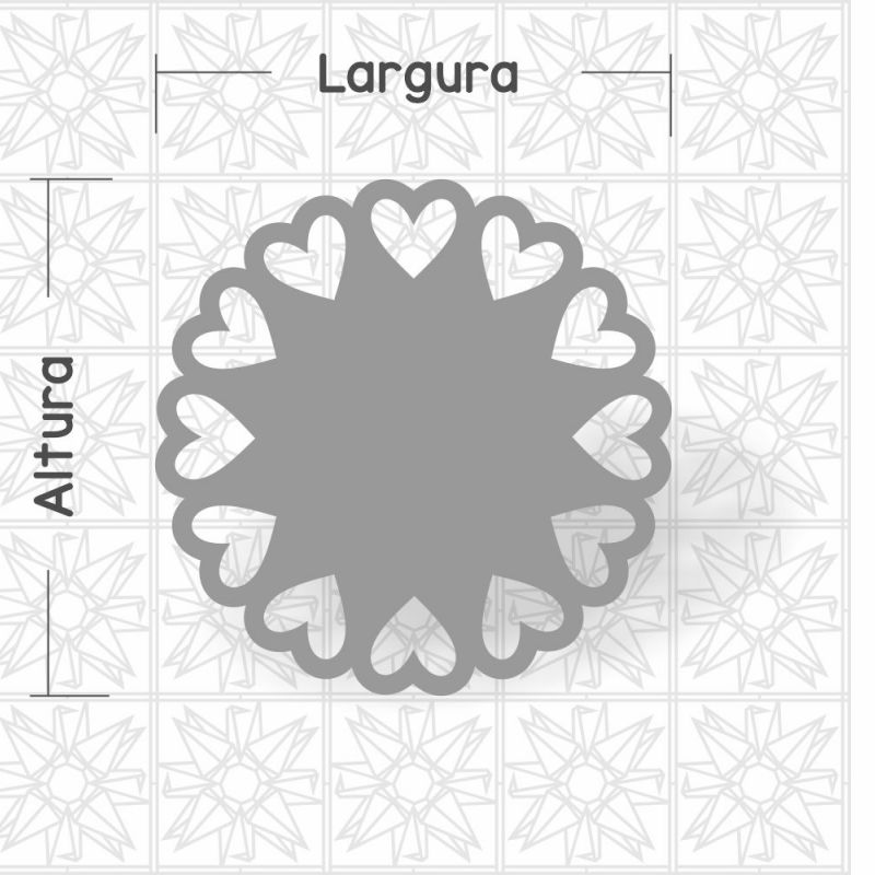 Placa circular coração vazado