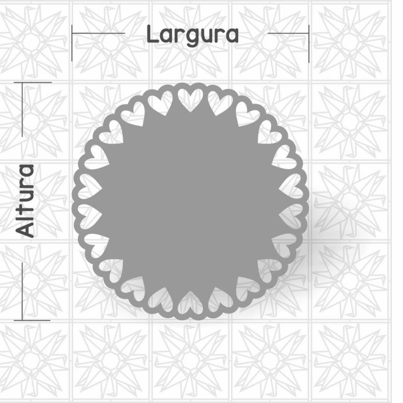 Placa circular coração vazado